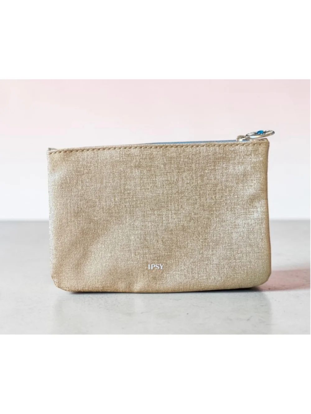 IPSY Stay Golden Gold Cosmetic Bag NWOT